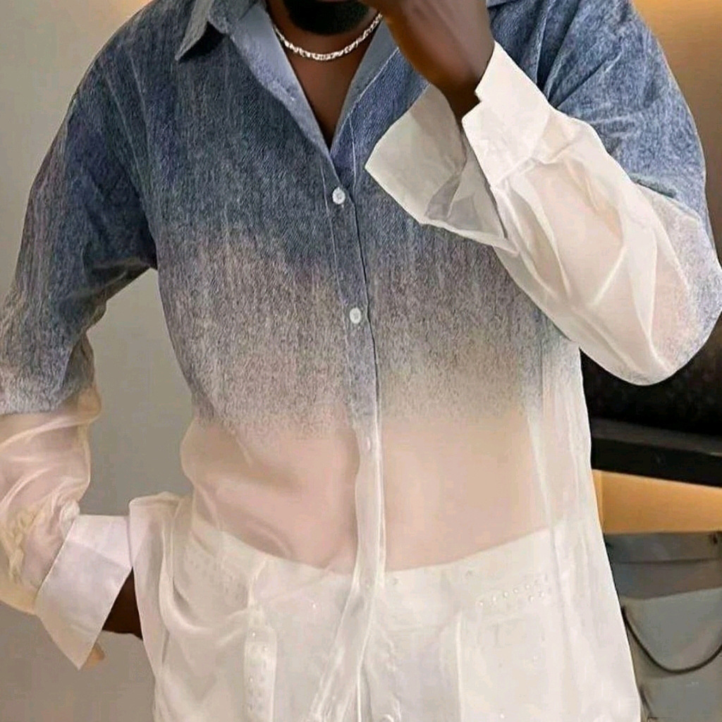 Gradient Thin Sheer Mens Shirt