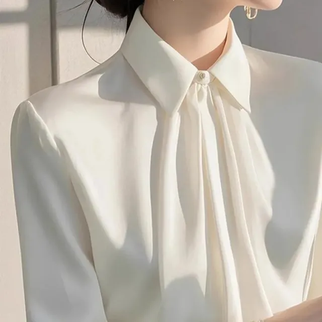 Exquisite Collar Long sleeve Women's Chic And Fashionable Blouse White - Shop at LoveMi