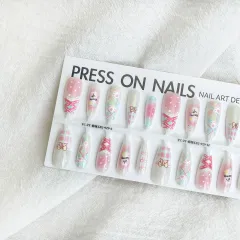 Dopamine Sweet Cool Style Bow French Fake Nail Tip - Cute - View 1