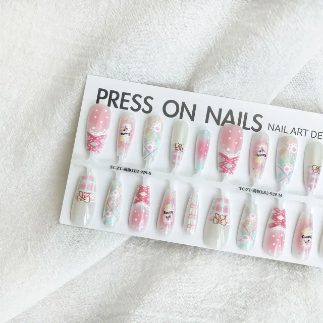 Dopamine Sweet Cool Style Bow French Fake Nail Tip Cute - Shop at LoveMi