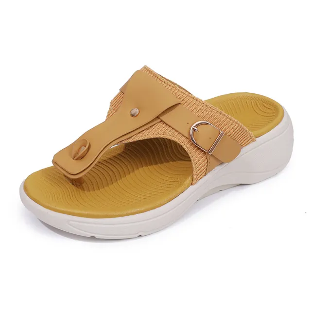 Women's Flip flops Thick soled Wedge Fairy Style Yellow - Shop at LoveMi