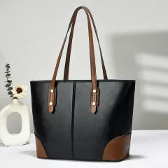 Large Capacity Tote Single Shoulder Underarm Bag - Black - View 1