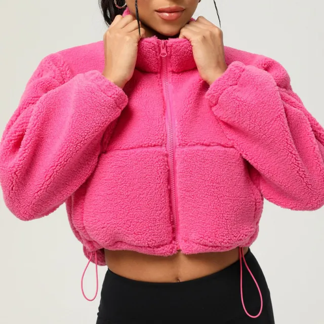 Sports And Leisure Autumn And Winter Thickening Plush Short Tops Outdoor Sport Jacket Rose - Shop at LoveMi
