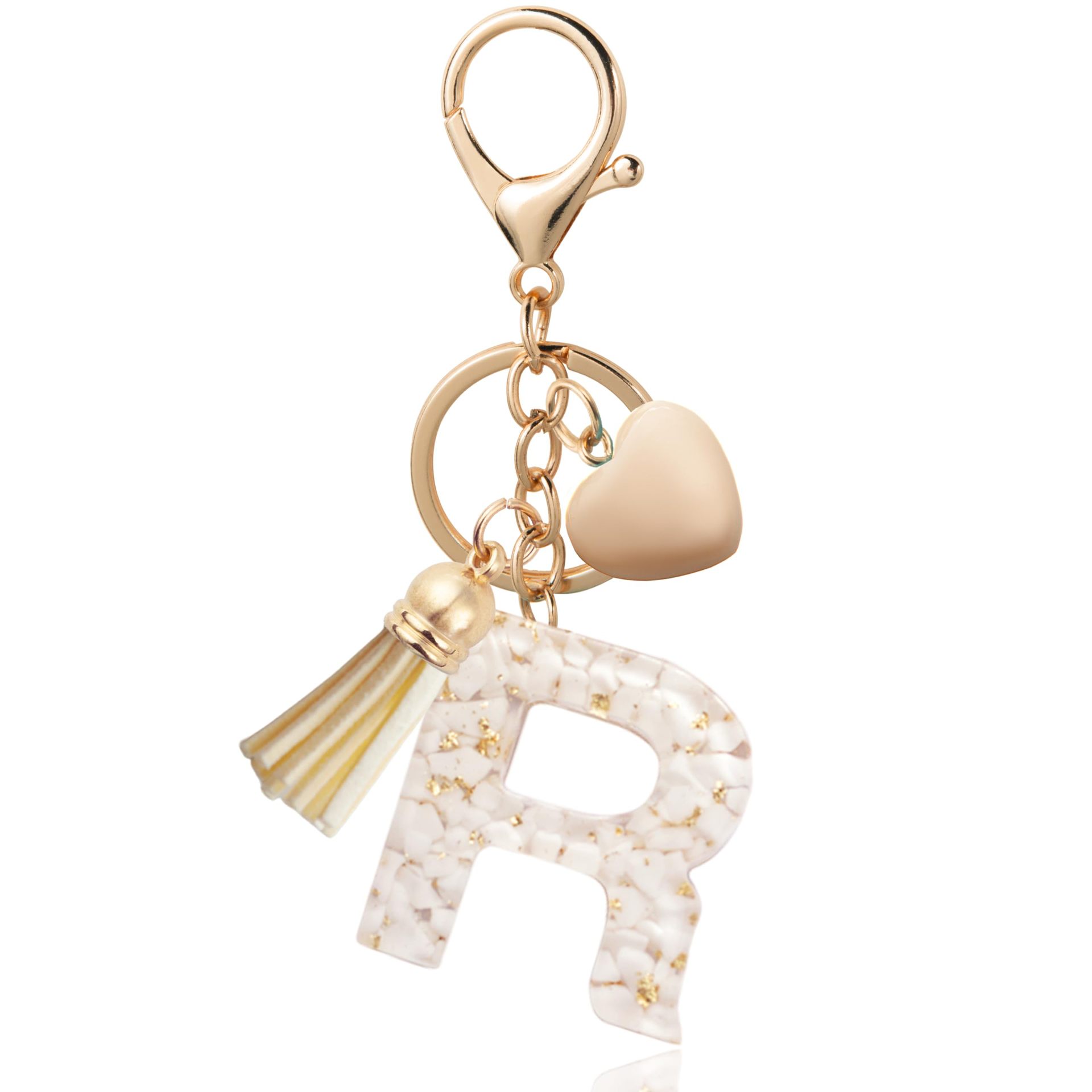 Fashionable Personalized Heart-shaped Pendant With White Shell Fragments Lettering And Tassel