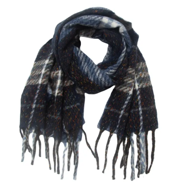 Men's And Women's Plaid Scarf Tassel Shawl Blue - Shop at LoveMi