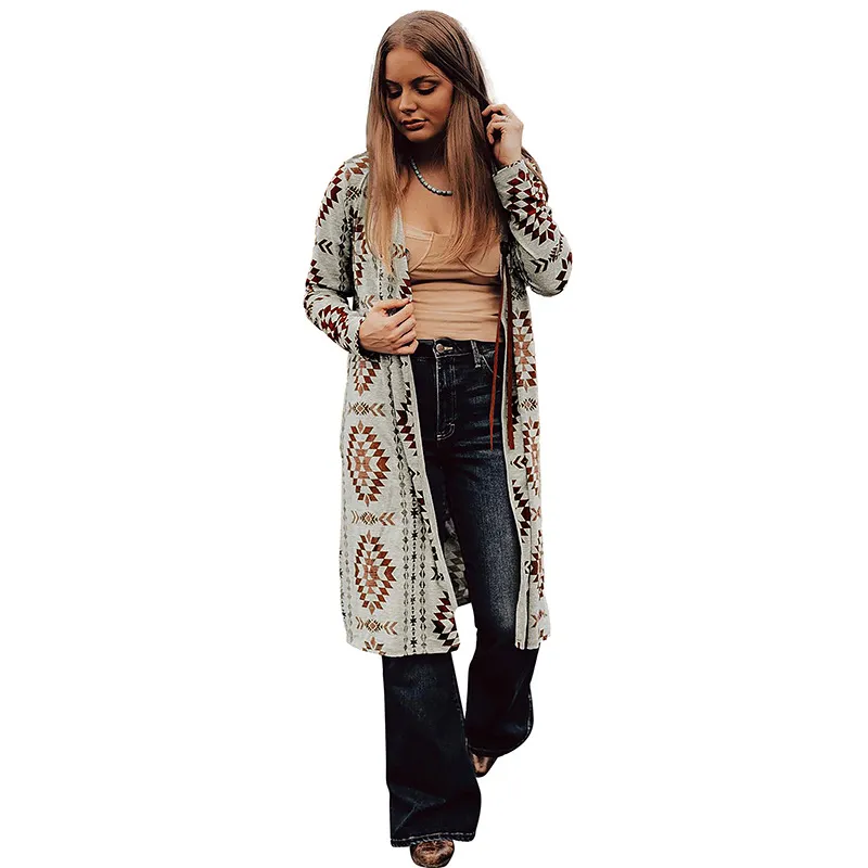 Autumn New Geometric Printed Knitted Cardigan For Women - Lc2542552P1720