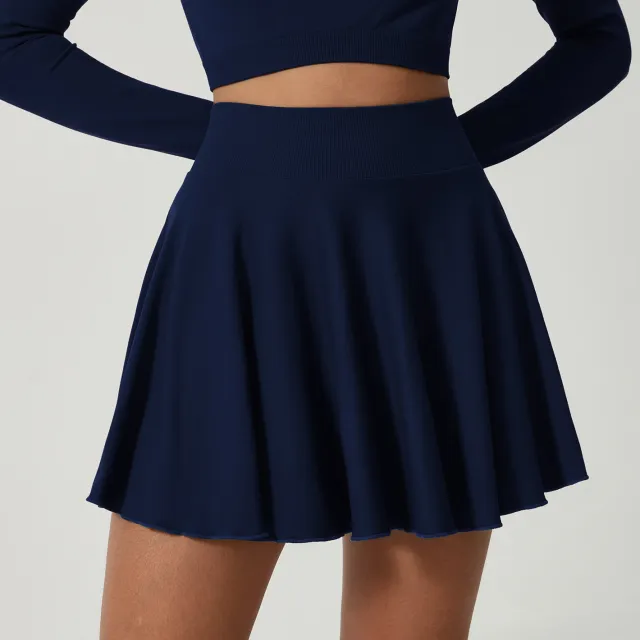 High Waist Tennis Skirt Lining With Good Drape Dark Blue - Shop at LoveMi