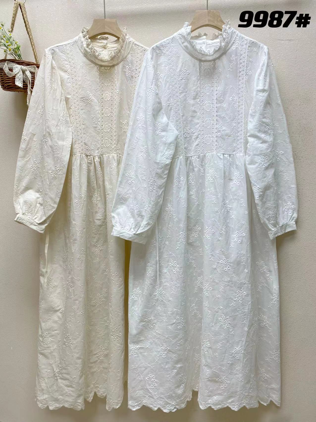 Embroidered Cotton Long Sleeve Maxi Dress, picture 5 of 8