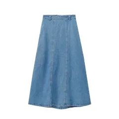 Bow-trimmed Denim Shirt Cape Dress Set - Skirt - View 1