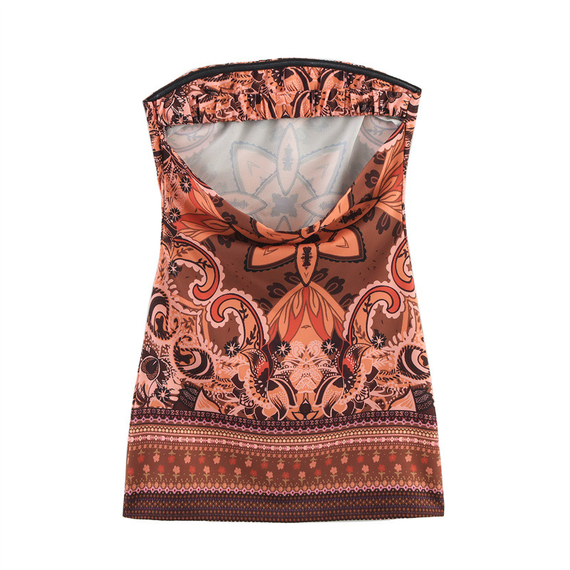 Printed Tube Top Short Type Hip Skirt