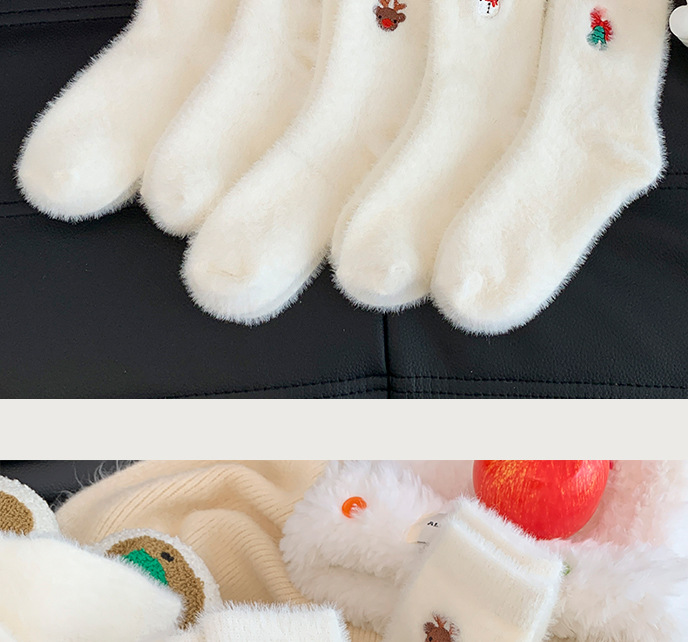 Women's Autumn And Winter Style White Mink Fur Christmas Stockings