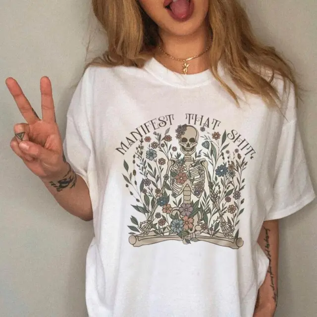 European And American Digital Printing Casual Round Neck Short Sleeves White - Shop at LoveMi