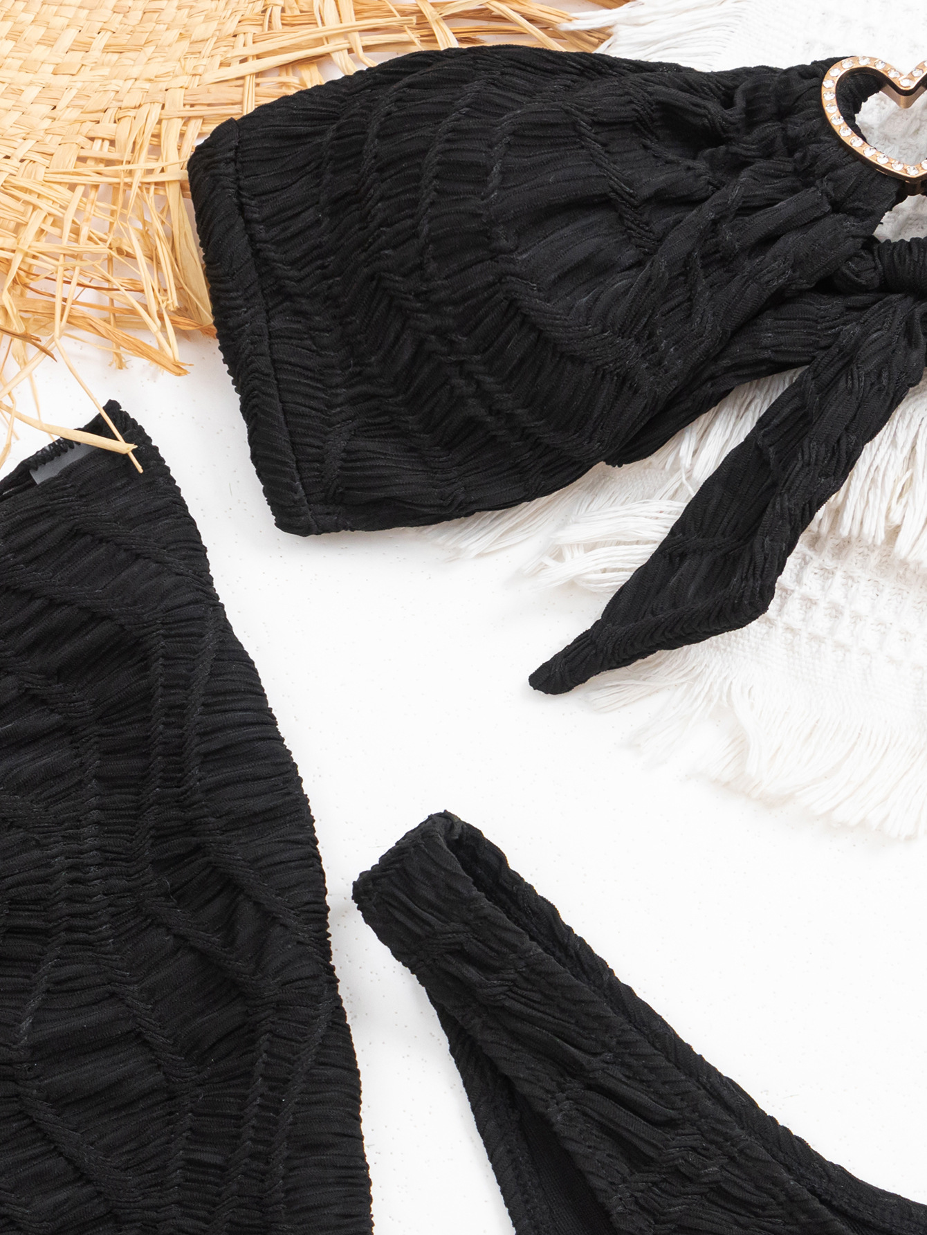 Swimsuit Three-piece Diamond Bikini Split Solid Color