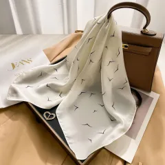 New 70 Korean Style Small Square Towel Silk Scarf For Women - A0130 Flying Bird Beige - View 1