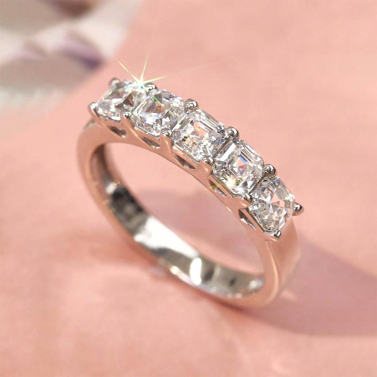 White Gold Color Zircon Ring