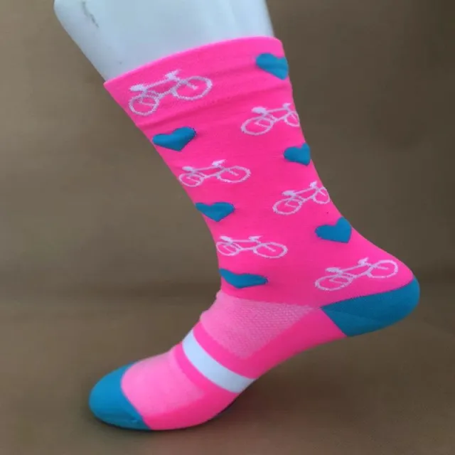 Outdoor Sports Running Climbing Breathable Sweat Absorbing Mid calf Cycling Socks Pink - Shop at LoveMi