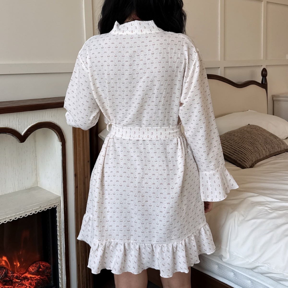 Casual Floral Minimalist Bubble Chiffon Nightgown 2