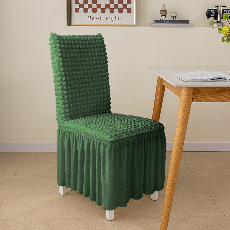 Thickened 3D Bubble Chiffon Lace Skirt Hem, Fully Wrapped Stretchable One-piece Dining Chair Cover For Home Use 18