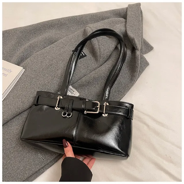 Commuter Texture Underarm Shoulder Handbag Black - Shop at LoveMi