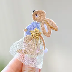 Summer Pendant Embroidered Rabbit Panda Barrettes Bow Hair Accessories - Skirt Rabbit - View 1