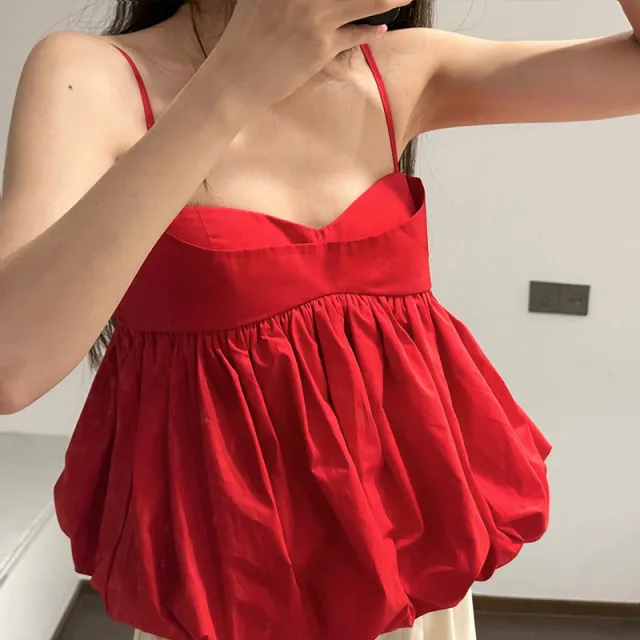 Women's Graceful Tube Top Three dimensional Cropped Camisole Red - Shop at LoveMi