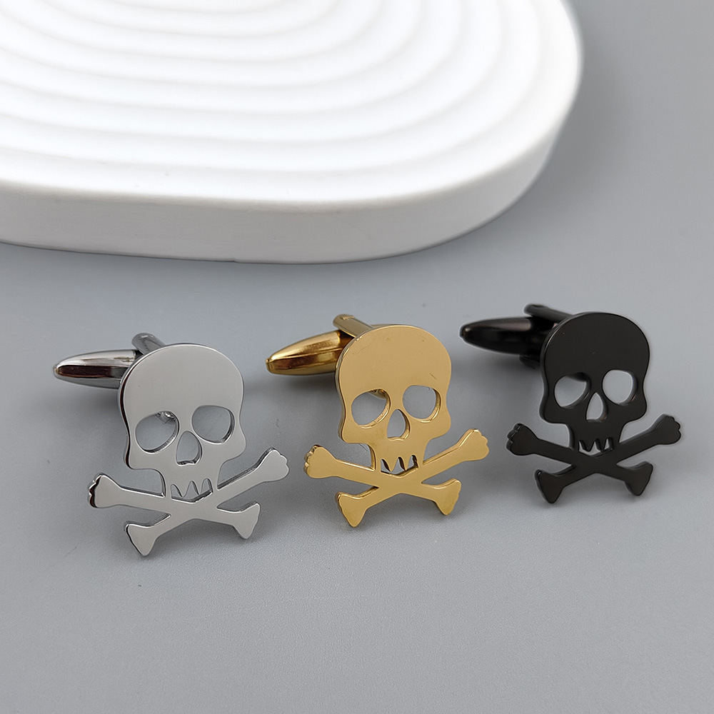 Funny Skull Dark Stainless Steel Hollow Brooch