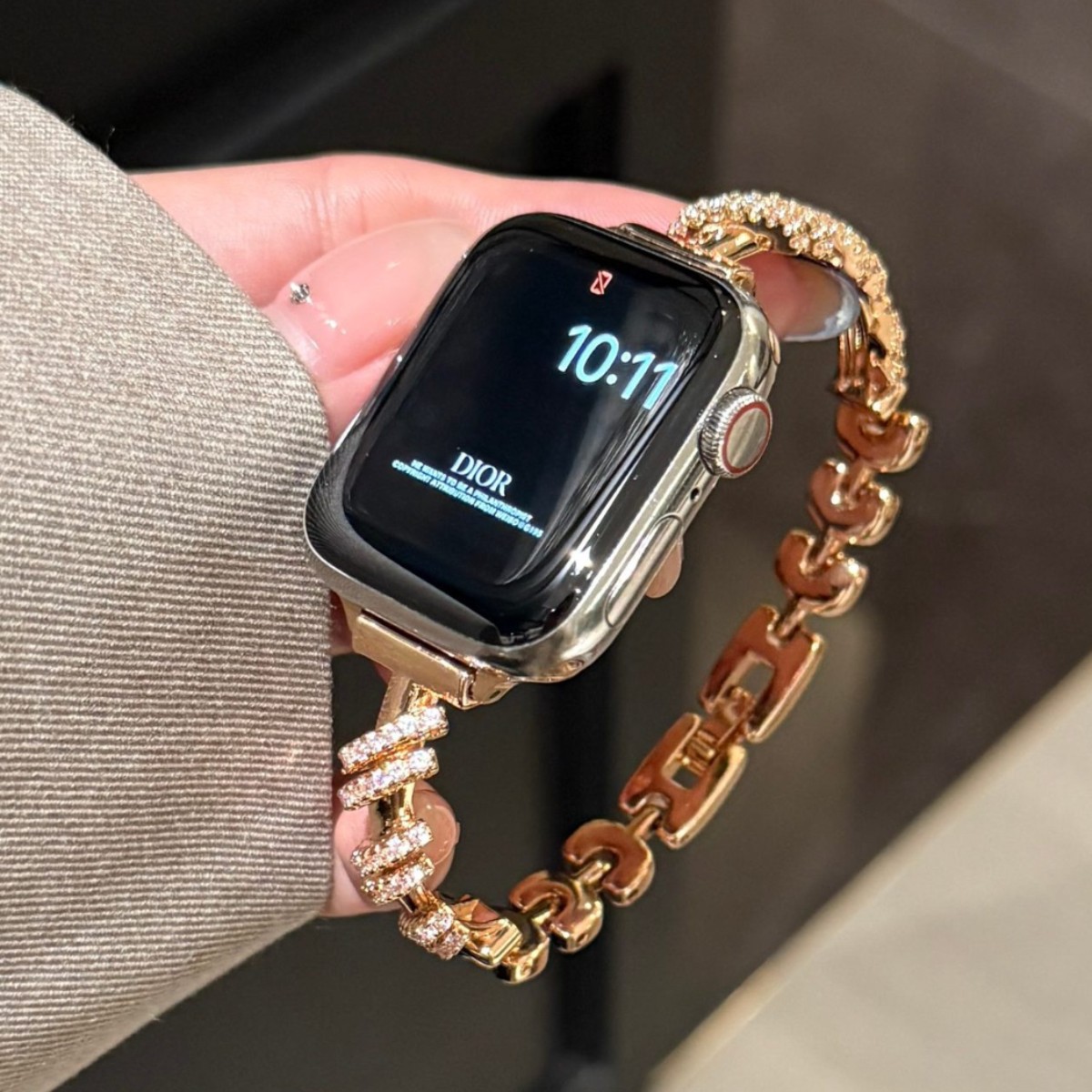 Rotating Diamond-set Copper Watch Strap