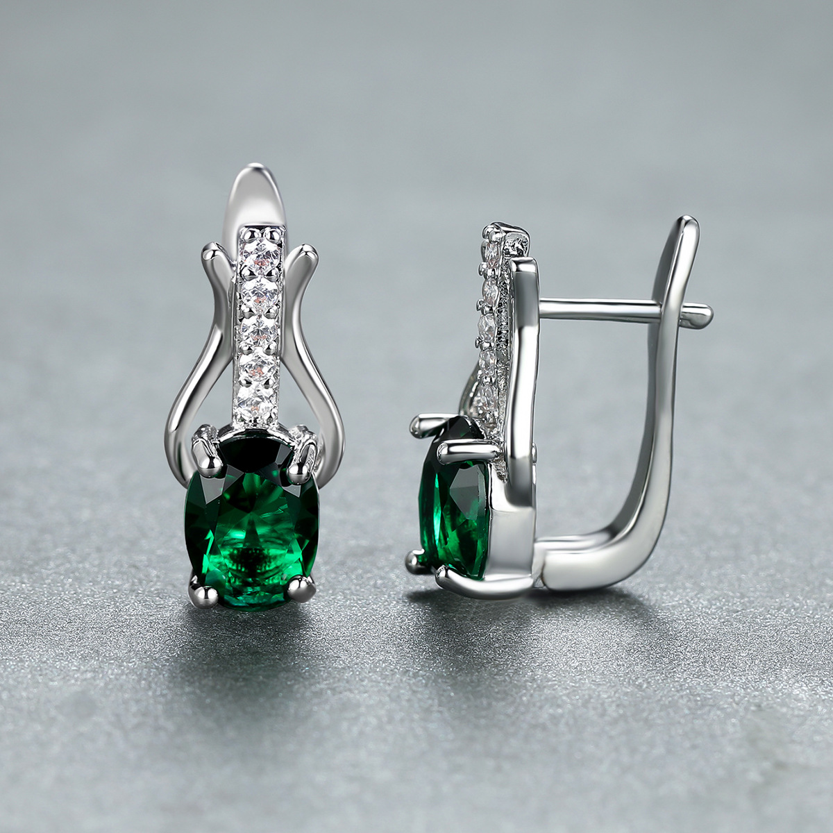 Oval Garnet Crystal Champagne Gold Ear Clips For Women