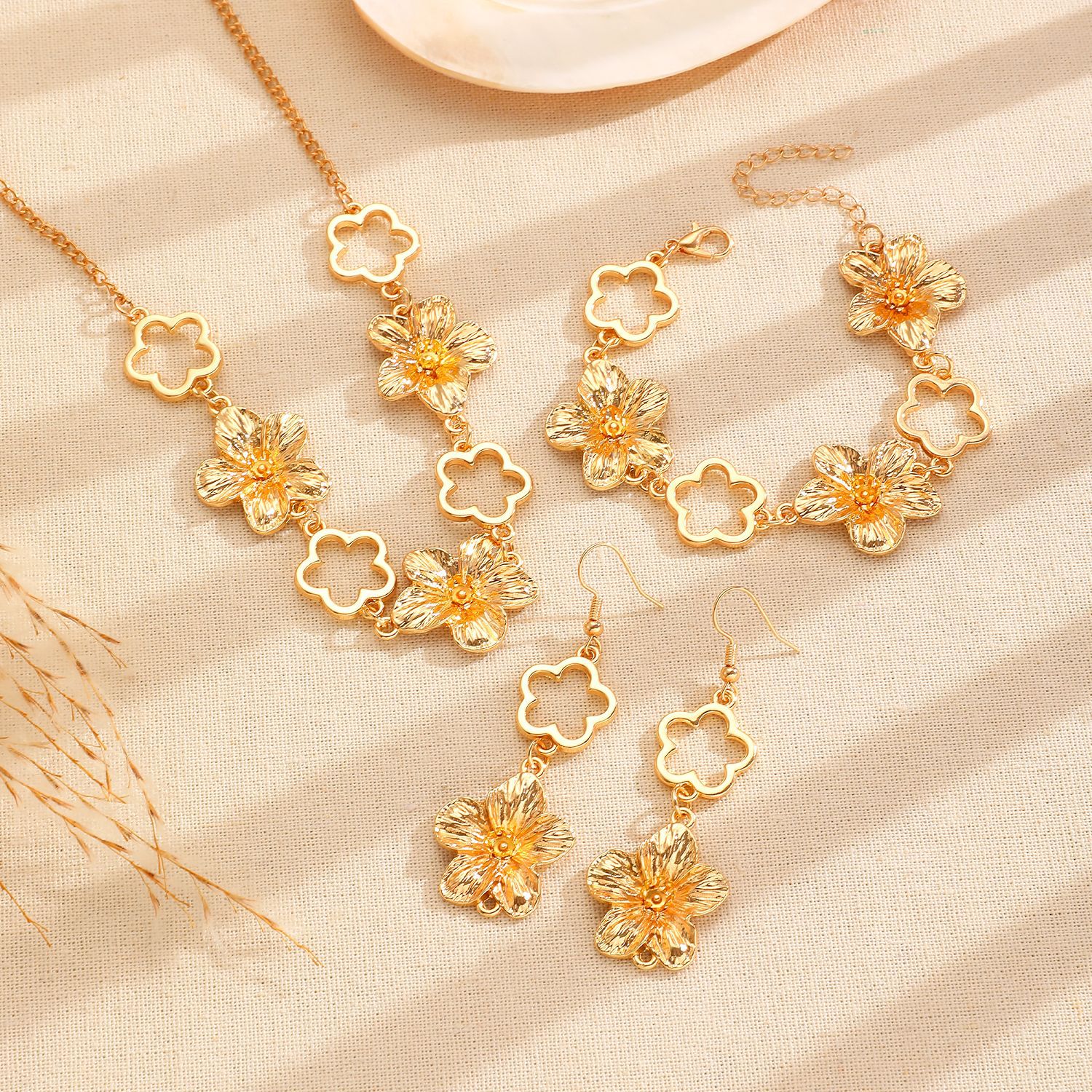 Zinc Alloy Flower Jewelry Set, picture 2 of 4