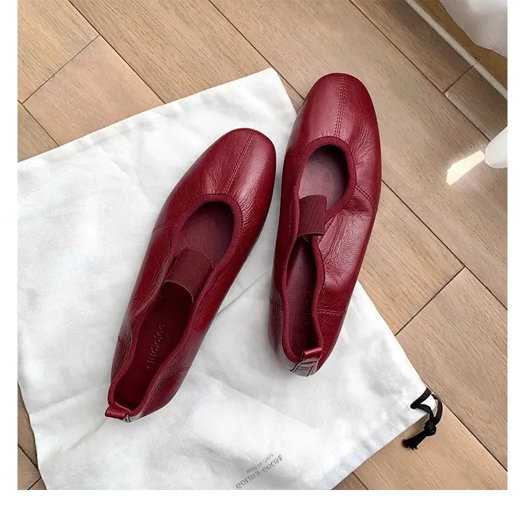 French-style Round-toe Elastic-band Versatile Comfortable Flat Shoes