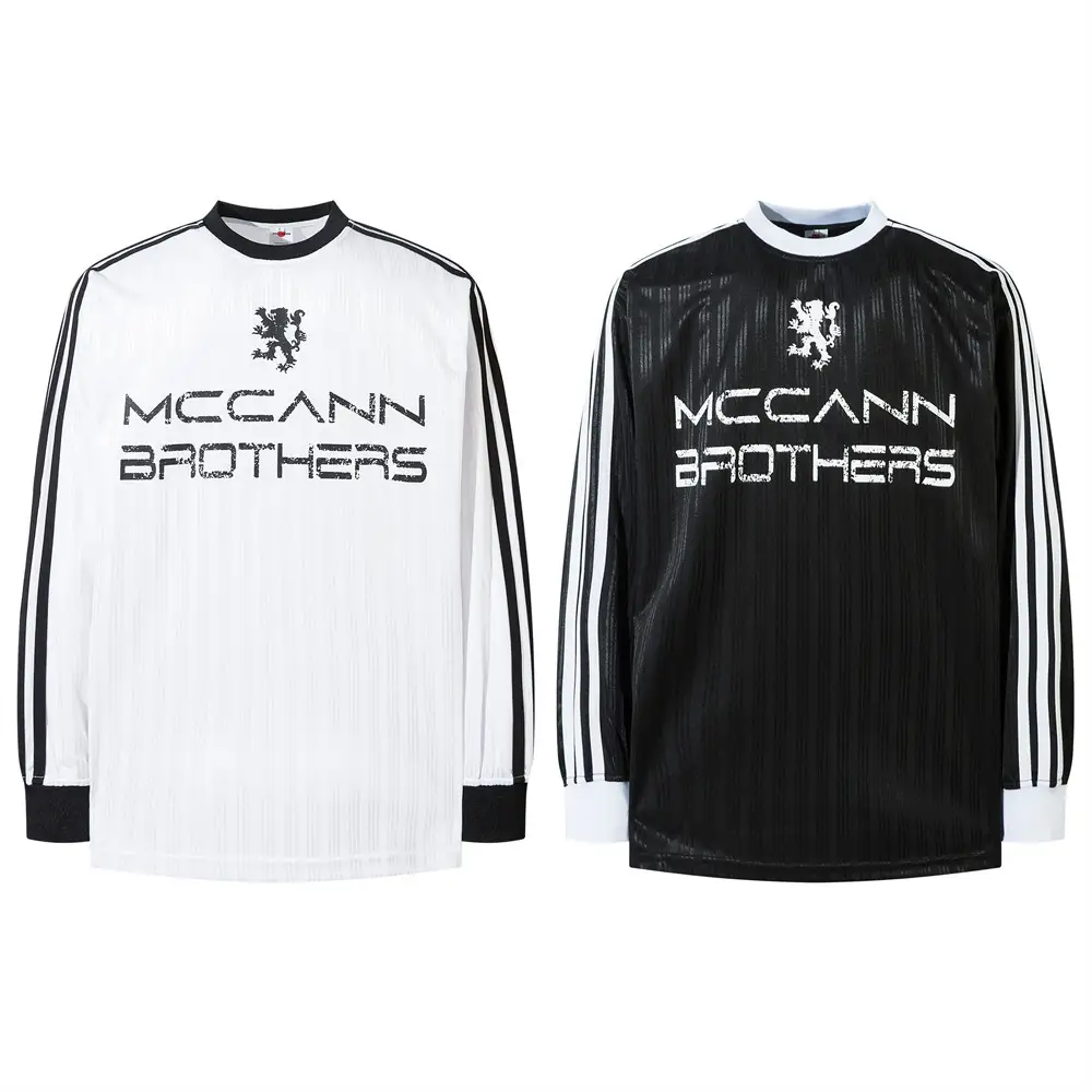European And American Letters Loose-fitting Striped Long Sleeves T-shirt Men