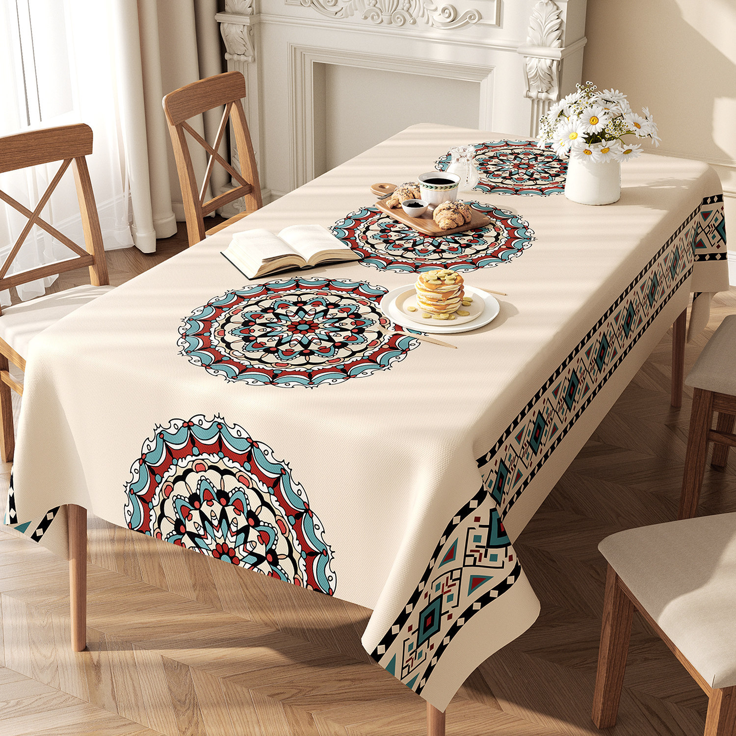 No-wash, Waterproof, Oil-resistant, Ethnic-style Fabric Tablecloth — foto 9