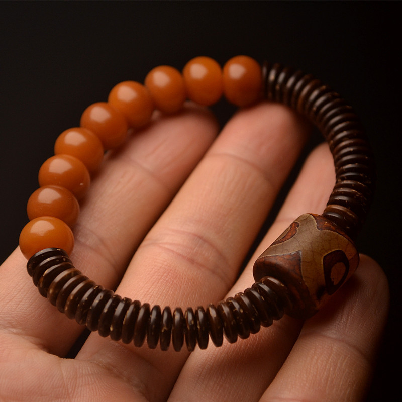 Weathering White Corypha Umbraculifea Old Seeds Beads Single Circle Bracelet