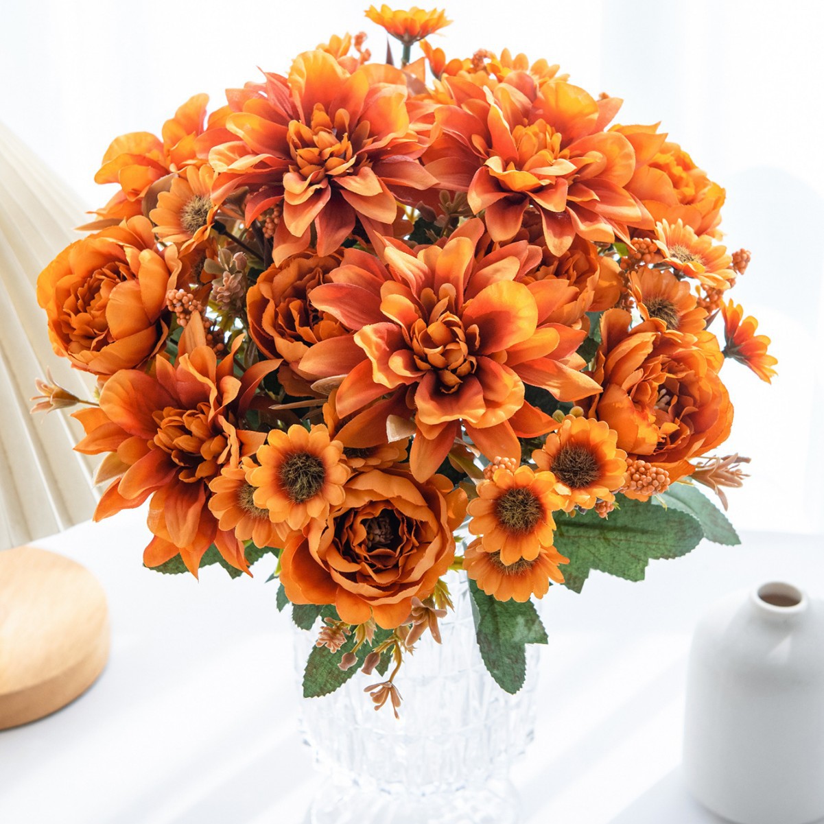 Artificial Flower Bouquet 6-Branch Dahlia Arrangement Table Bedroom And Living Room Decorative Ornament