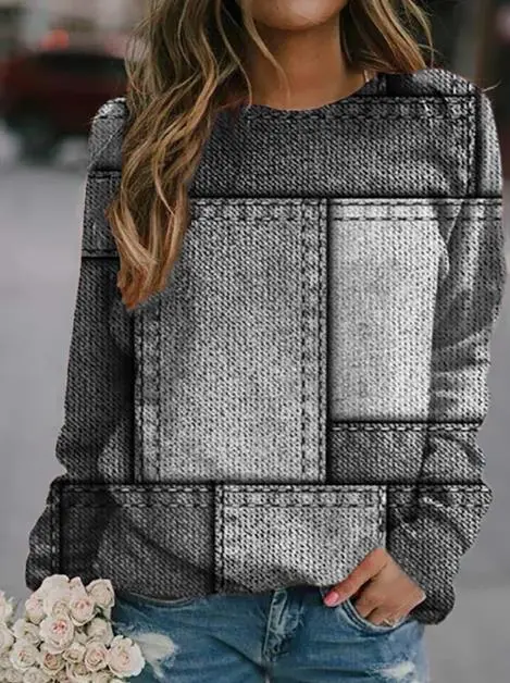 Women's 3D Digital Floral Print Long Sleeve Pullover Y - Shop at LoveMi