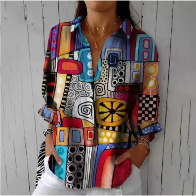 Printed Autumn Leisure Loose Shirt Women's Top Dy59214 2Xl - Shop at LoveMi