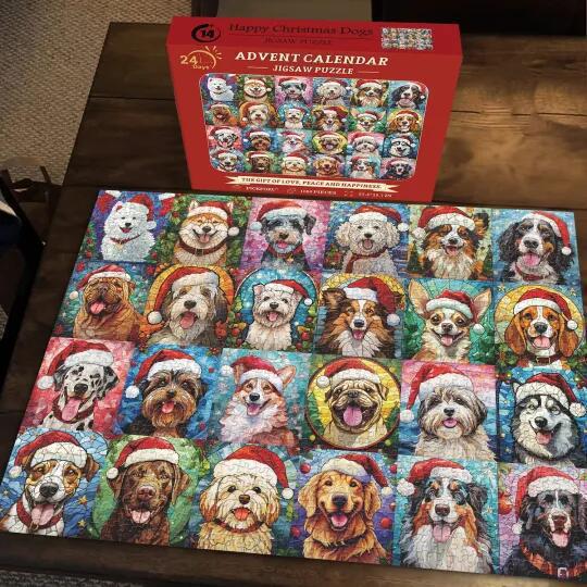 Merry christmas advent calendar puzzle (dog puzzle)