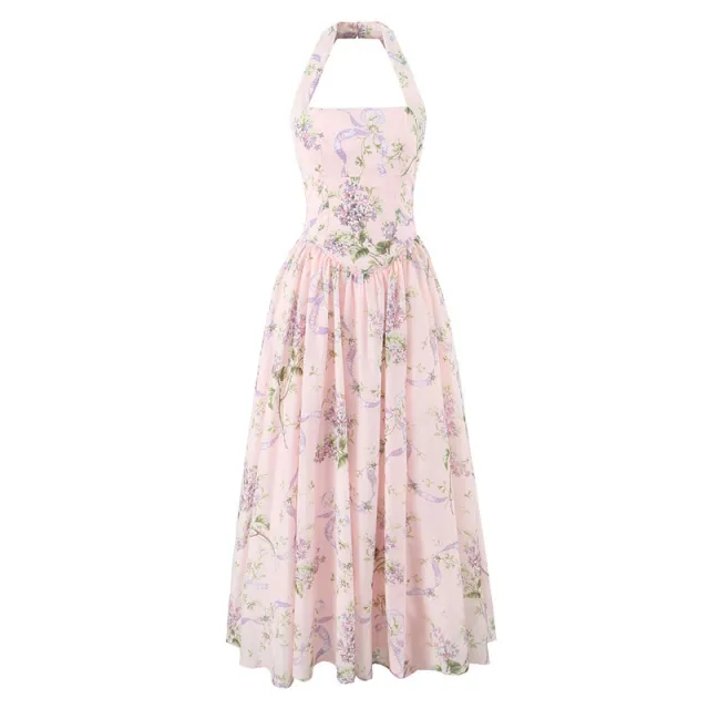 Lightweight Slim Fit Chiffon Split Mid length Dress Pink - Shop at LoveMi