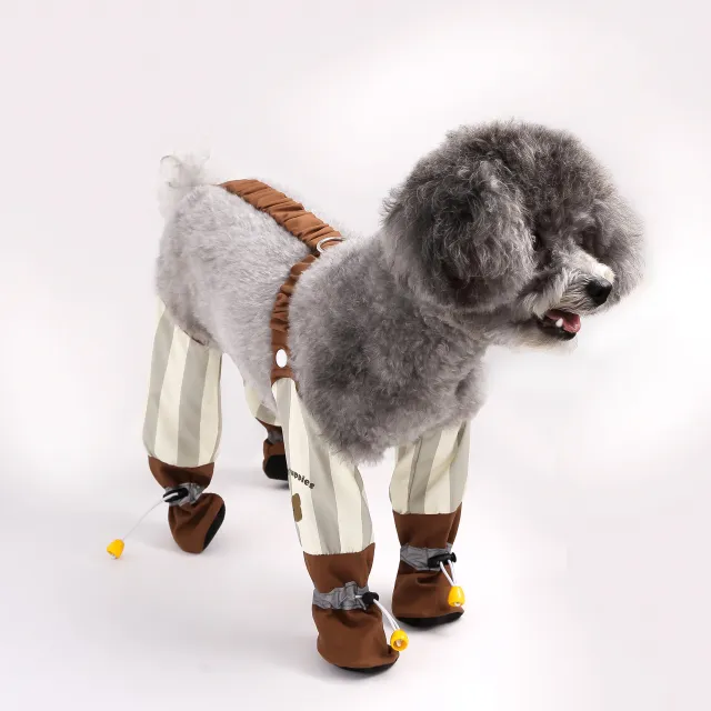 Autumn And Winter Dog Outing Dustproof Pants Skinny Clothes Brown Stripes - Shop at LoveMi