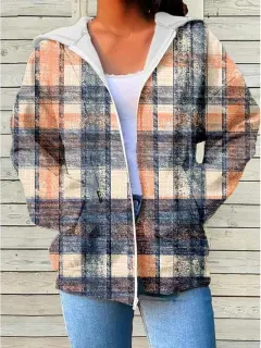 Womens Fashionable Casual Printed Zip-Up Hoodie - Gha240412J-S - View 1
