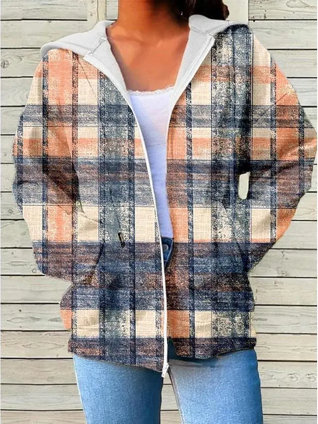 Womens Fashionable Casual Printed Zip Up Hoodie Gha240412J S - Shop at LoveMi