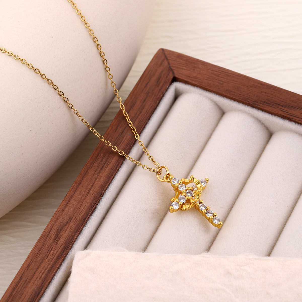 Rotatable Crown Cross Necklace For Women Unique, Niche, And Personalized Style