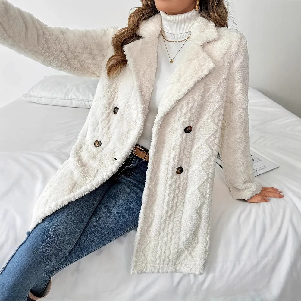 Warm Double Breasted Coat For Women