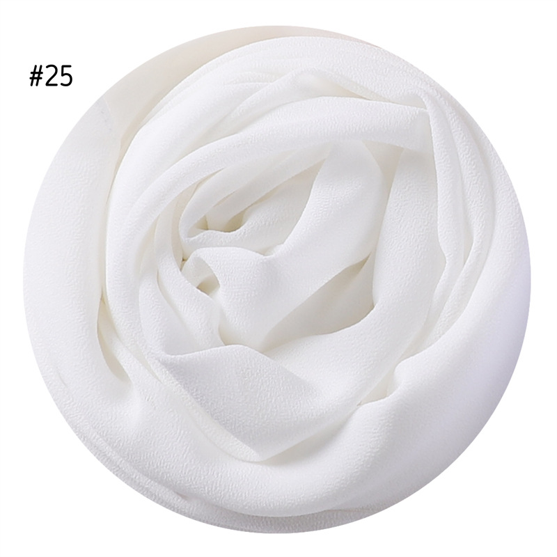Solid Color Pearl Chiffon Scarf Head Covering Monochrome