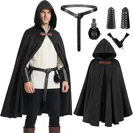 5-Piece Renaissance Hooded Cloak Halloween Costume