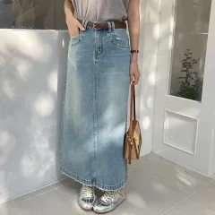 High Waist Temperament Temperament Wild Retro Denim Skirt - Denim Blue - View 1