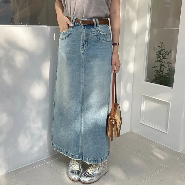 High Waist Temperament Temperament Wild Retro Denim Skirt Denim Blue - Shop at LoveMi