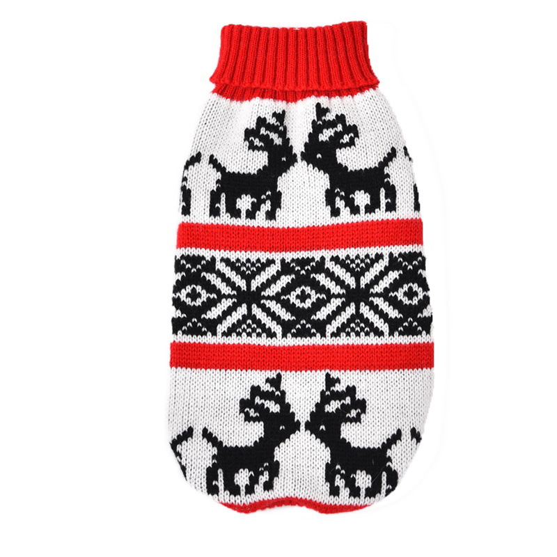 Pet Clothes Small And Medium-sized Dog Christmas Santa Knitted Sweater Black Christmas Sweater XS
