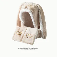 Big Rabbit Ears Plush Thickened Women's Cute Hat Scarf Gloves - Beige - View 1