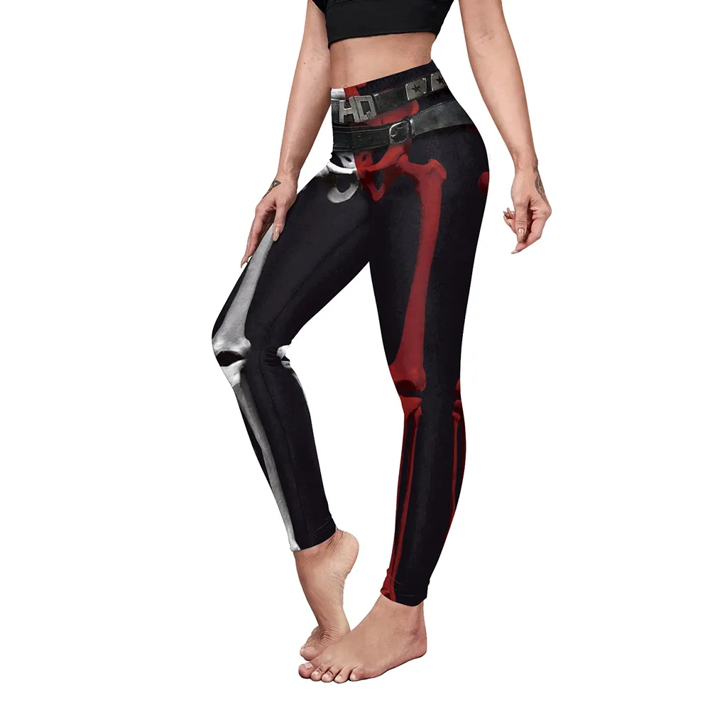 Women's Fashion Casual Pumpkin Spider Web Printed Slim Elastic Yoga Pants - B230 1011-S